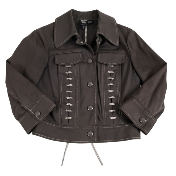 Worth Moto Jacket Western Lace Up Detail Brown 4 - Picture 6 of 8